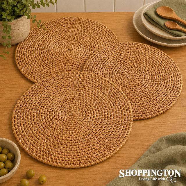Rattan Cane Placemat - Natural - Round