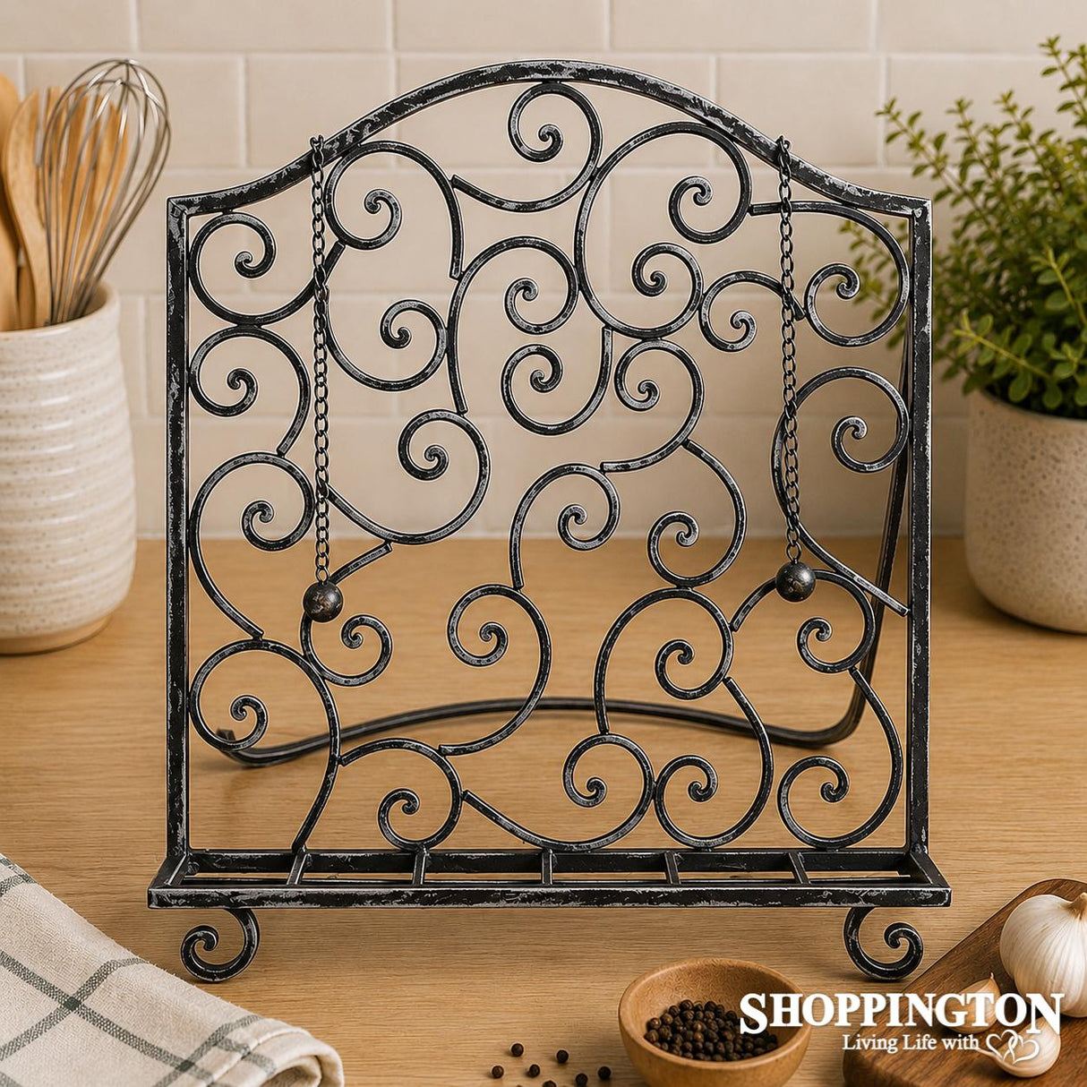 Recipe Book Stand - Black Scroll
