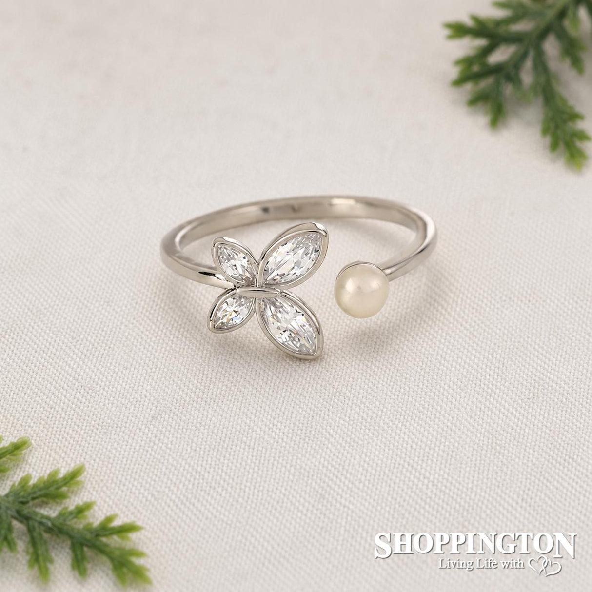 Ring - Butterfly & Pearl
