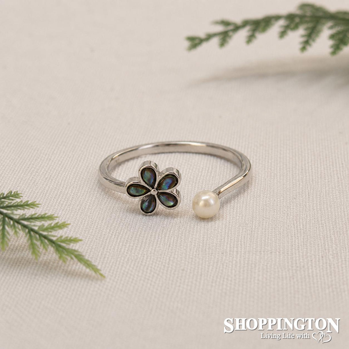 Ring - Paua Flower & Pearl