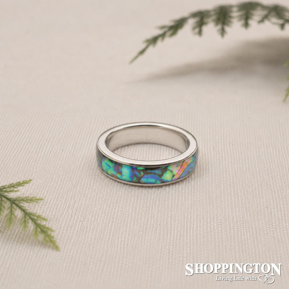 Ring - Stainless Steel 6mm Paua Bevelled
