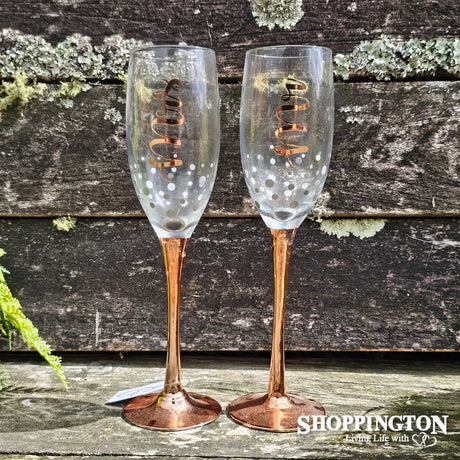 Rose Gold Champagne Flutes - Mr & Mrs