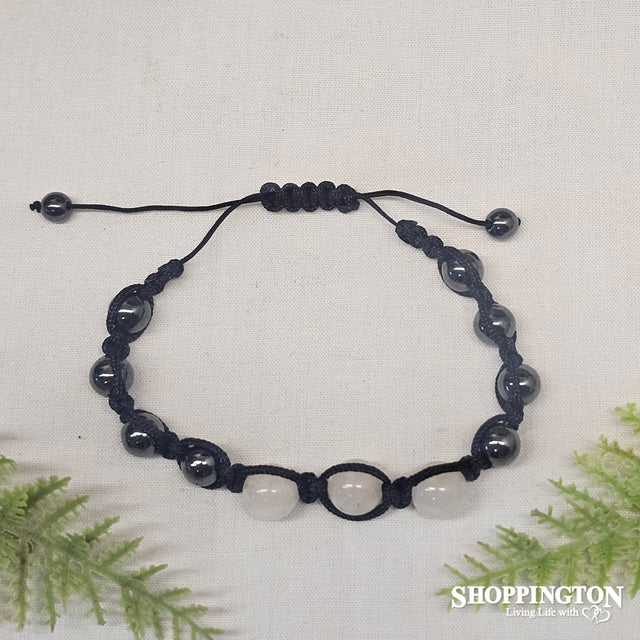 Rose Quartz & Hematite Bead Gemstone Bracelet