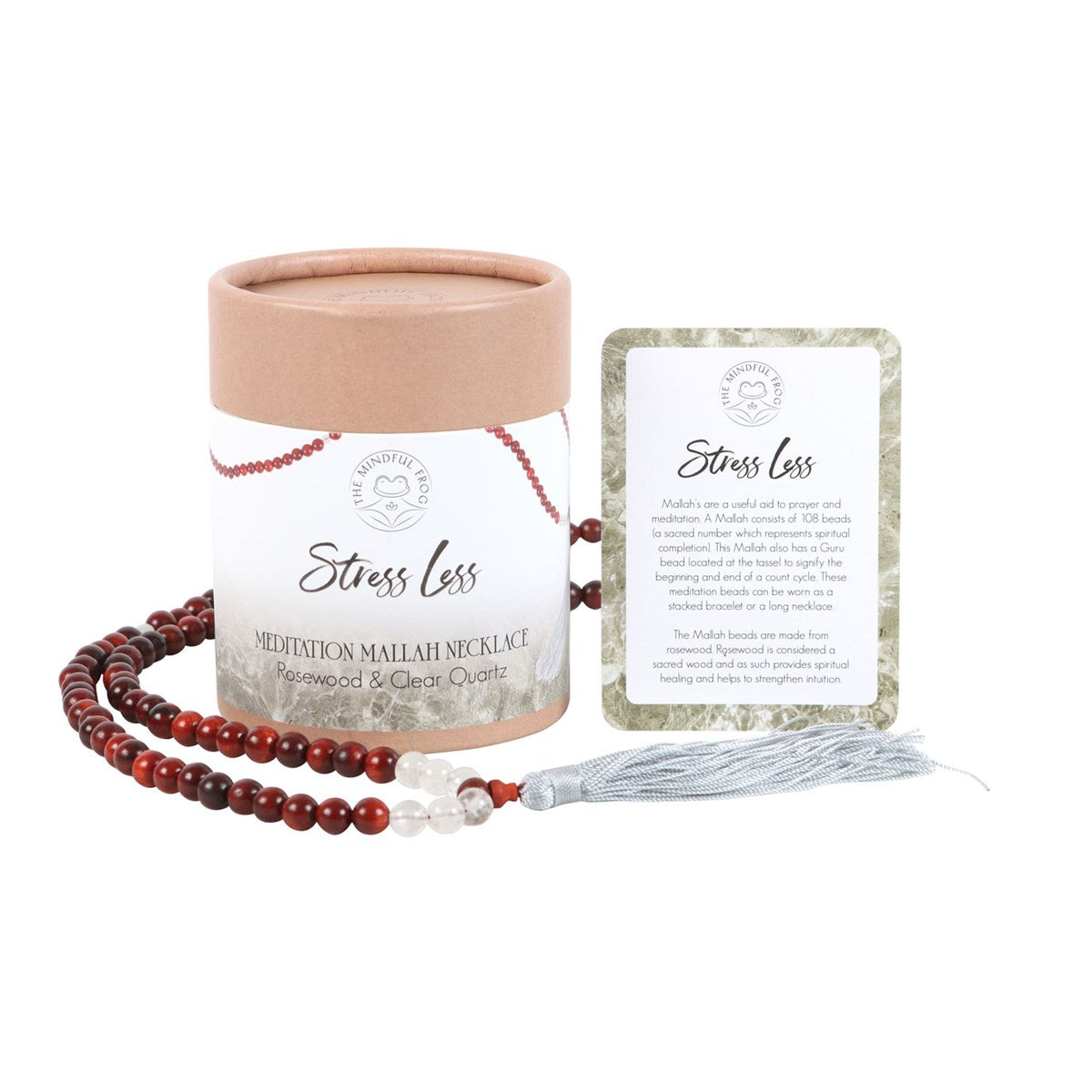 Meditation Mallah Necklace - Rosewood & Clear Quartz