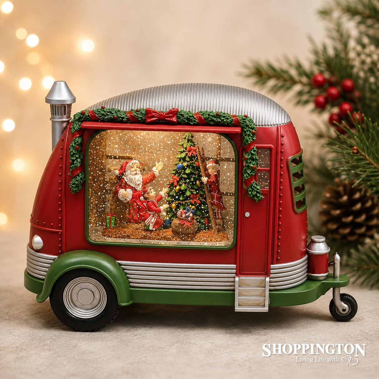 Santa in Caravan Moving Globe