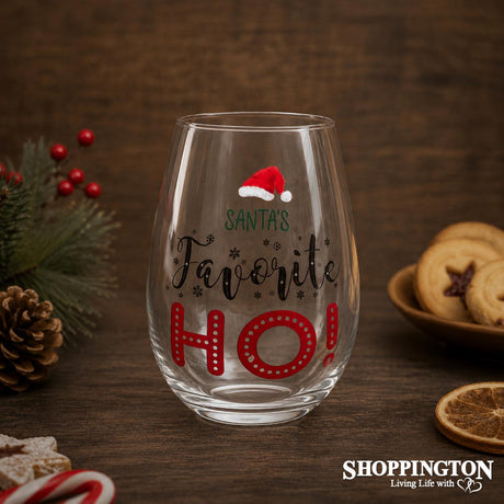 Santa's Favourite Ho Stemless Wine Glass