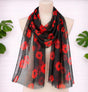 Scarf - Black & Red Floral