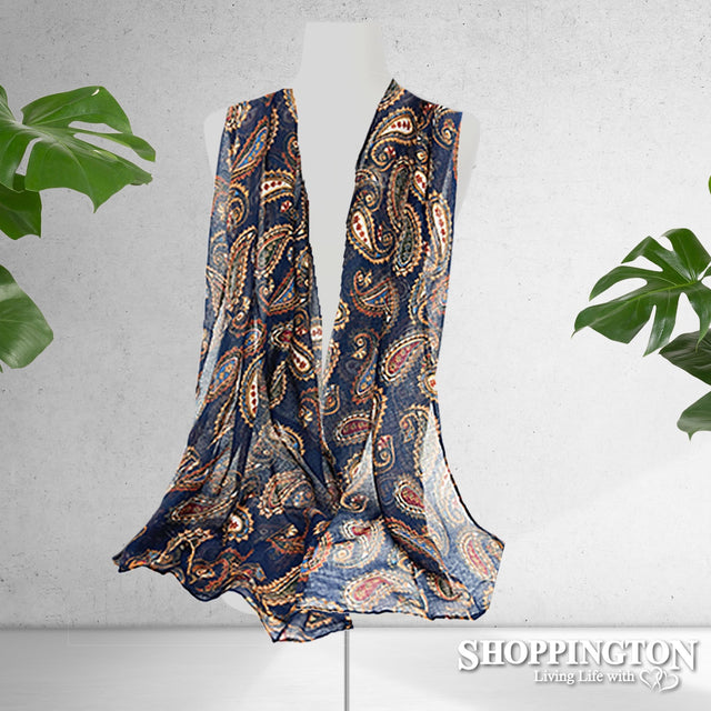Scarf - Navy & Brown Paisley