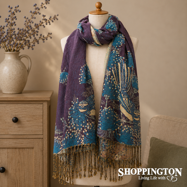 Scarf - Pashmina Look Fantail Teal/Purple