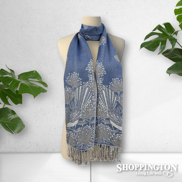 Scarf - Pashmina Look Pohutukawa/Fantail Blue