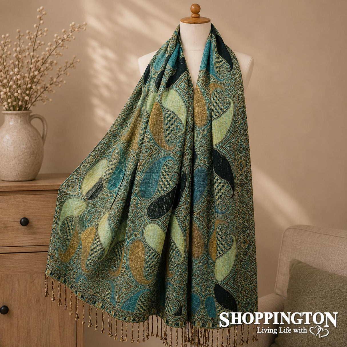 Scarf - Teal Paisley