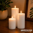 Set of 3 LED Pillar Candles 10cm, 12.5cm & 15cm (8 hour timer)