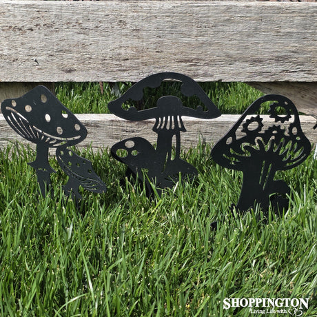 Set of 3 Mushroom Garden Stakes