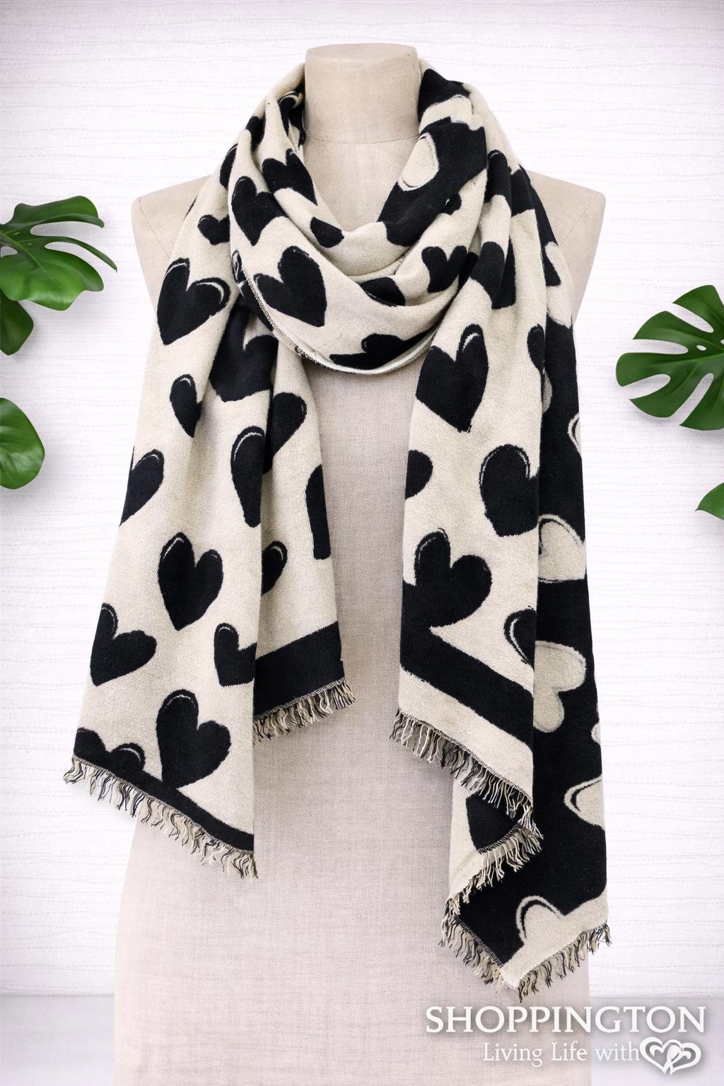 Shrug/Wrap - Black/White Bold Hearts