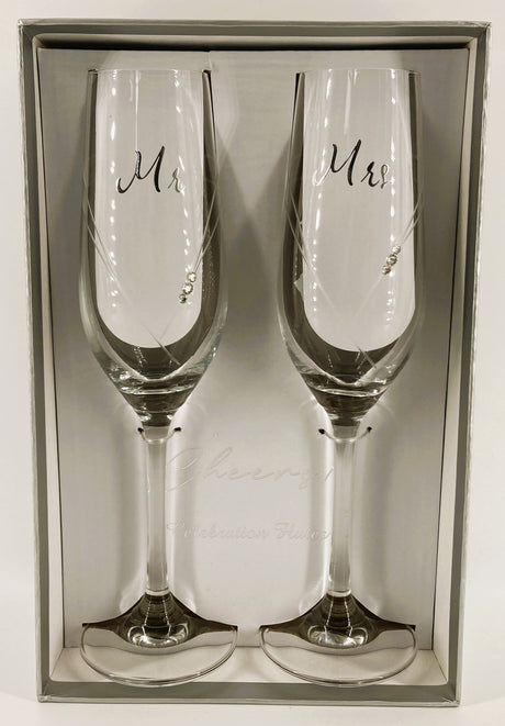 Silver Champagne Flute - Mr & Mrs