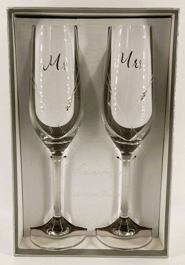 Silver Champagne Flute - Mr & Mrs