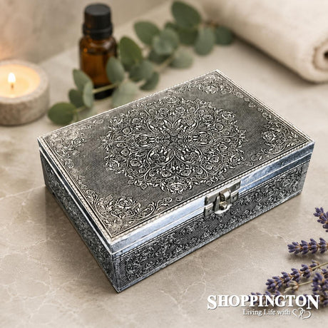 Silver Jewellery Box Lotus Mandala