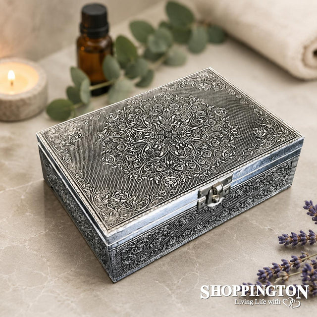 Silver Jewellery Box Lotus Mandala