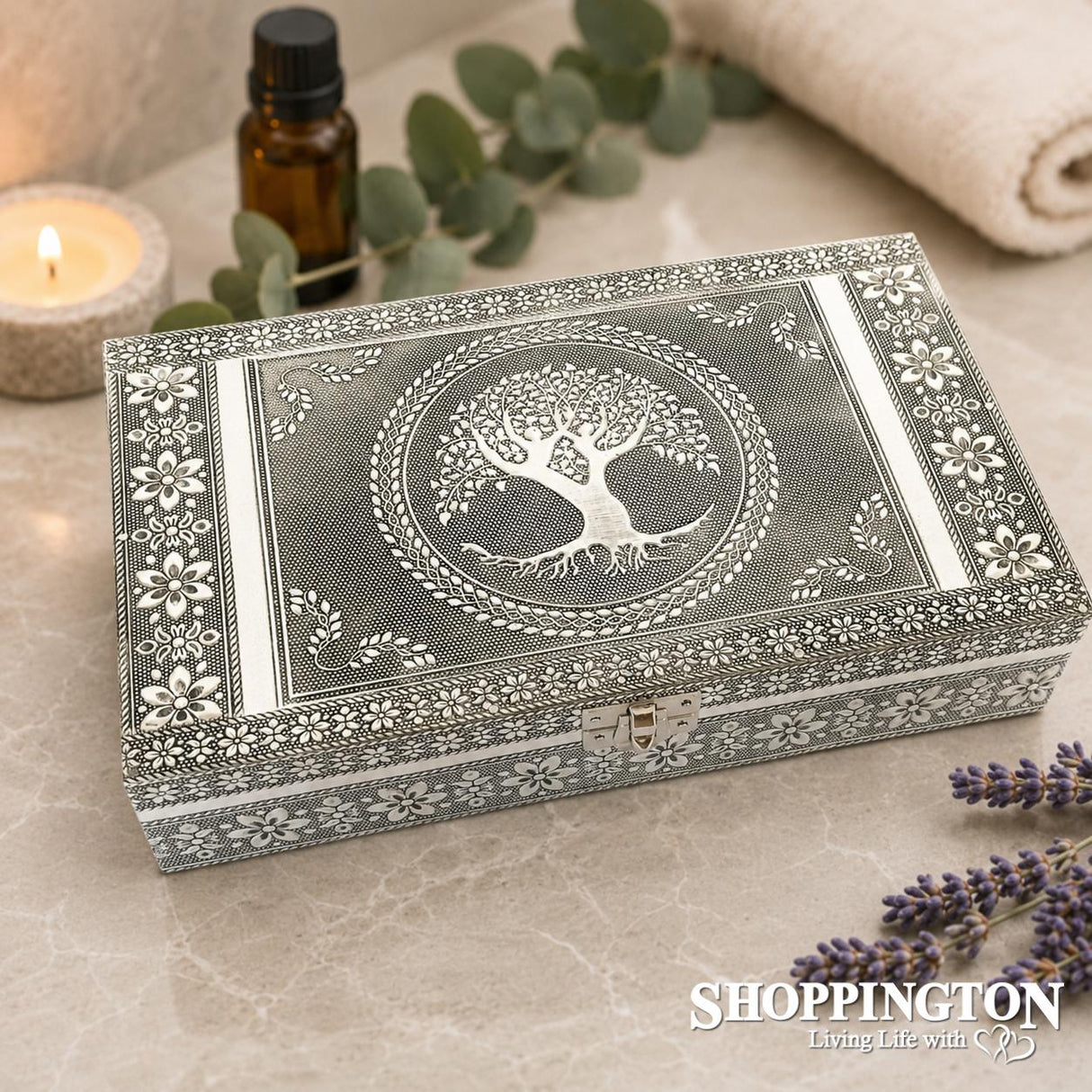 Silver Tree of Life Jewellery Box