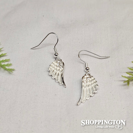 Silver angel-wing earrings