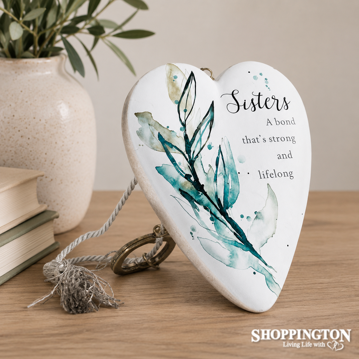 Sisters Bond Strong Watercolor Resin Stone Art Heart