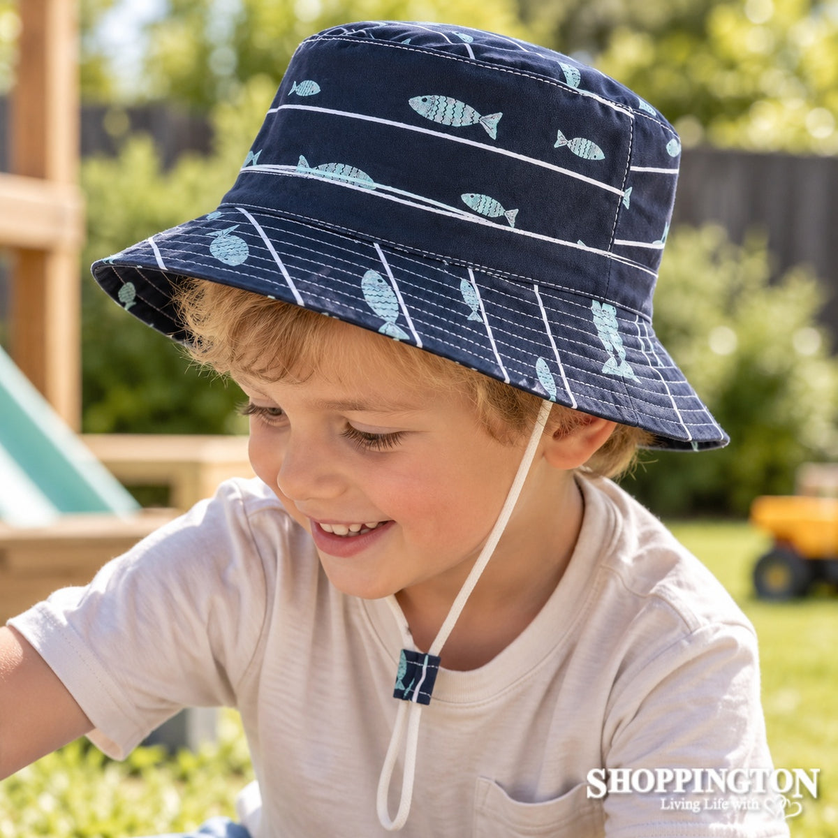 Kids Wide Brim Hat - Fish