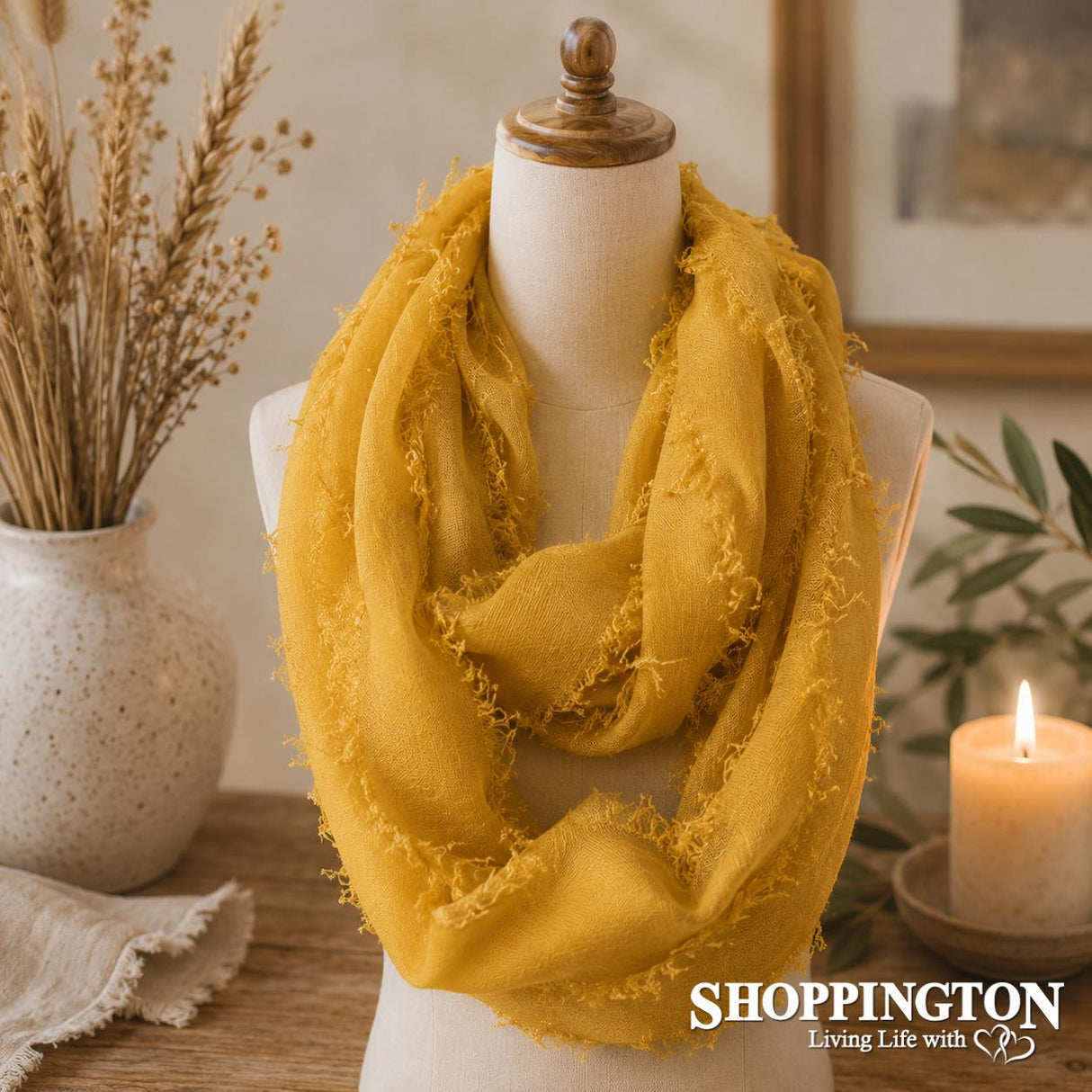 Snood - Gold Tufted Squares