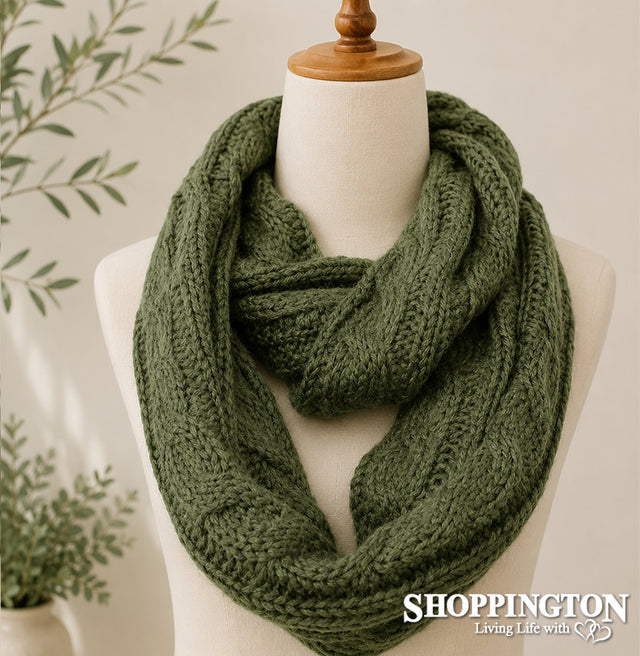 Snood - Olive Cable Knit