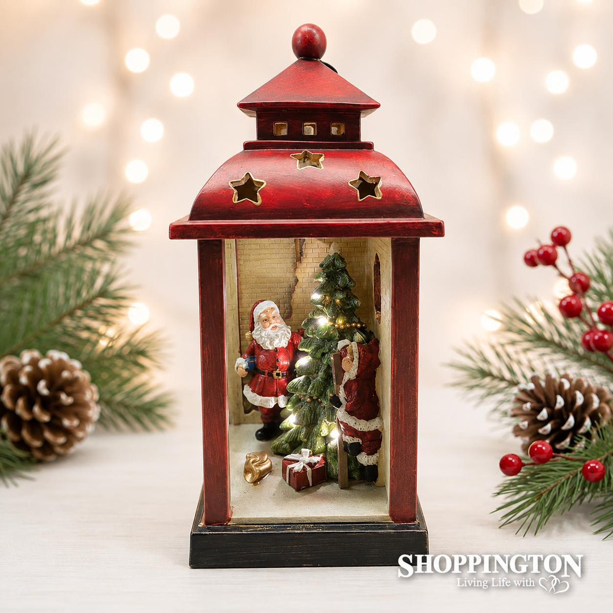 Snow Globe Lantern - Santa/Child & Tree