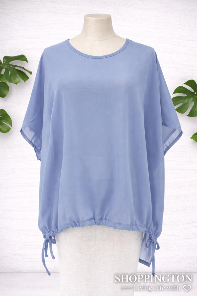 Soft Blue Drop Side Casual Top