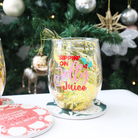 Stemless Glitter Wine Glass - Jolly Juice
