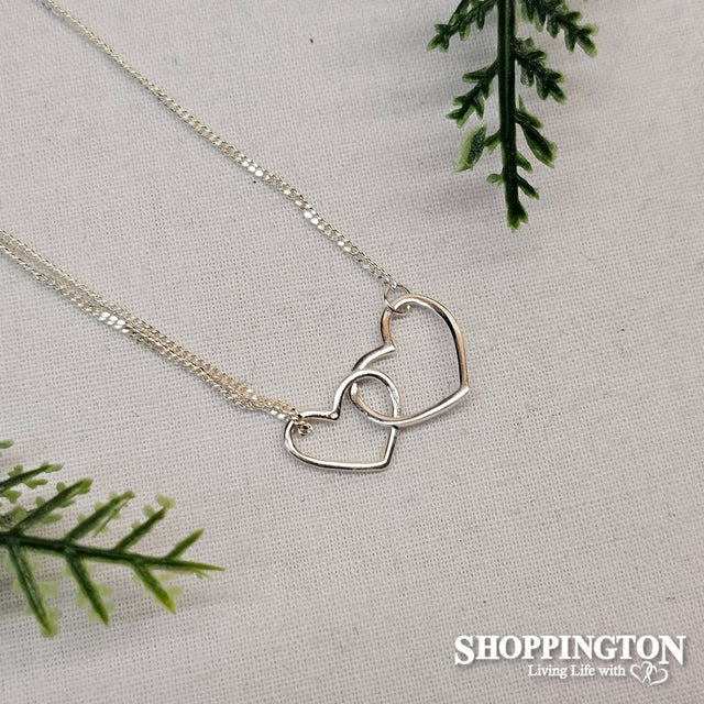 Sterling Silver Necklace - Entwined Hearts