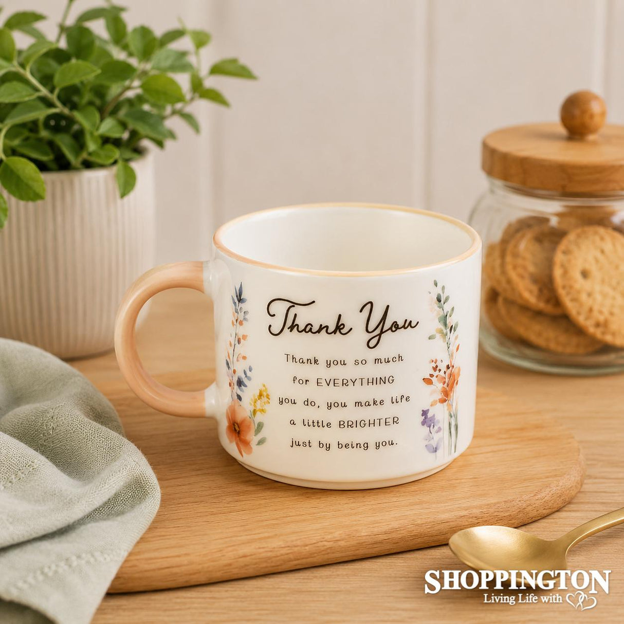 The Cottage Garden Peach Mug - Thank You
