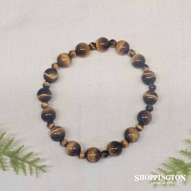 Tigers Eye Beaded Gemstone Bracelet