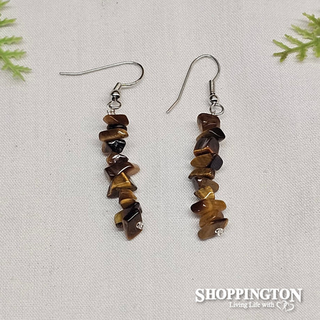 Tigers Eye Chip Gemstone Earrings