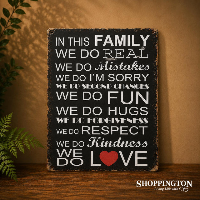 Tin Novelty Sign - Family Rules