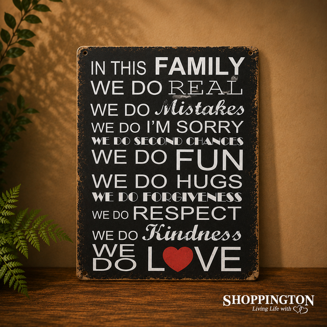 Tin Novelty Sign - Family Rules