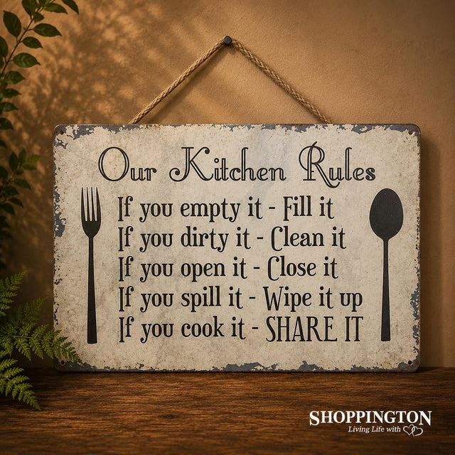 Tin Novelty Sign - Kitchen Rules