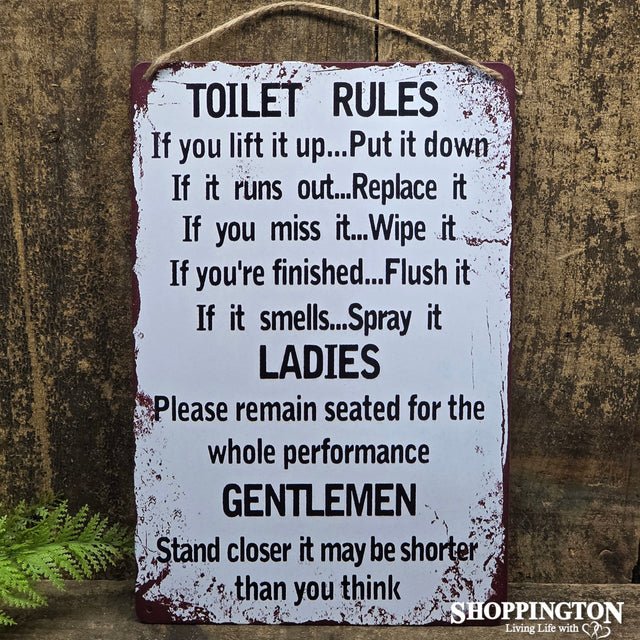 Tin Novelty Sign - Toilet Rules