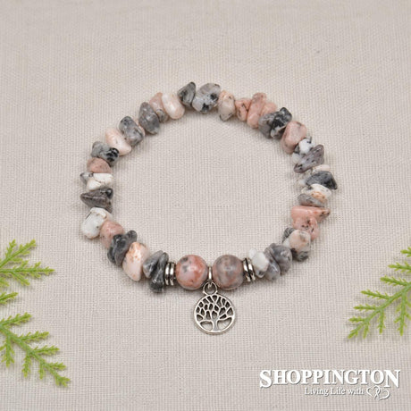 Tree of Life Gemstone Bracelets - Pink Agate