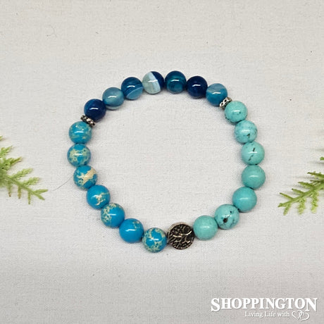 Triple Gemstone Bracelets - Turquoise, Agate, King Turquoise