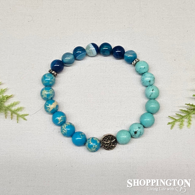 Triple Gemstone Bracelets - Turquoise, Agate, King Turquoise