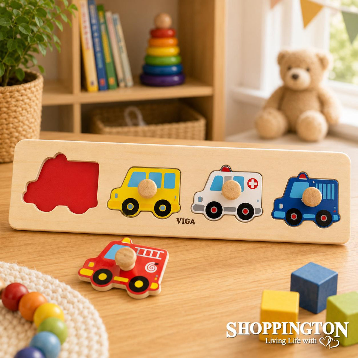 Viga - Wooden Vehicles Knob Puzzle