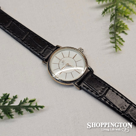 Watch - Silver w Black Croc Strap