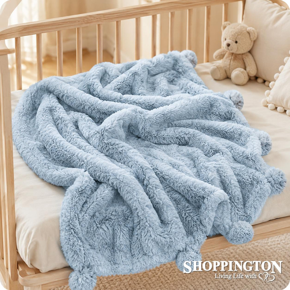 Weegoamigo Plush Pom Pom Blanket - Midnight