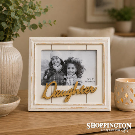 White Wash Photo Frame 6" x 4" - Daughter