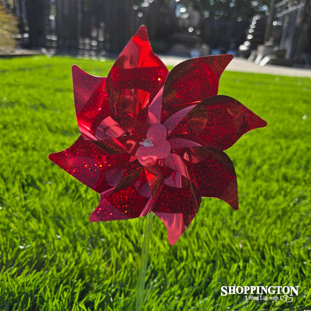 Wind Spinner - Red Sparkle Pinwheel 20cm
