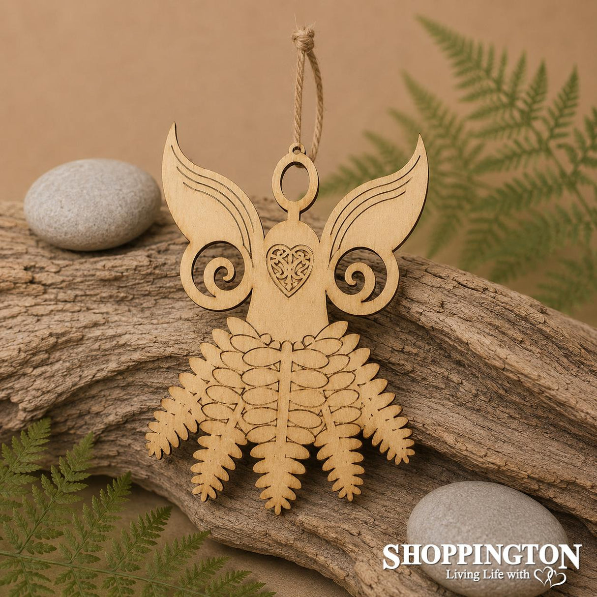 Wooden Christmas Fern Angel