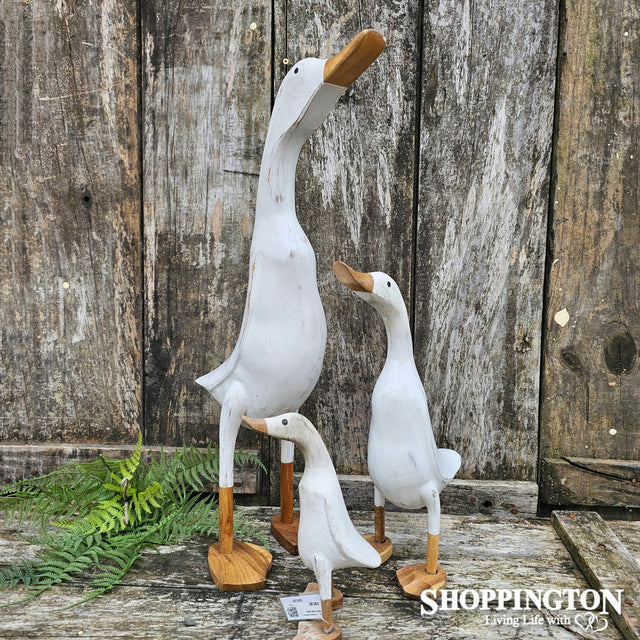 Wooden Duck - White Wash 60cm
