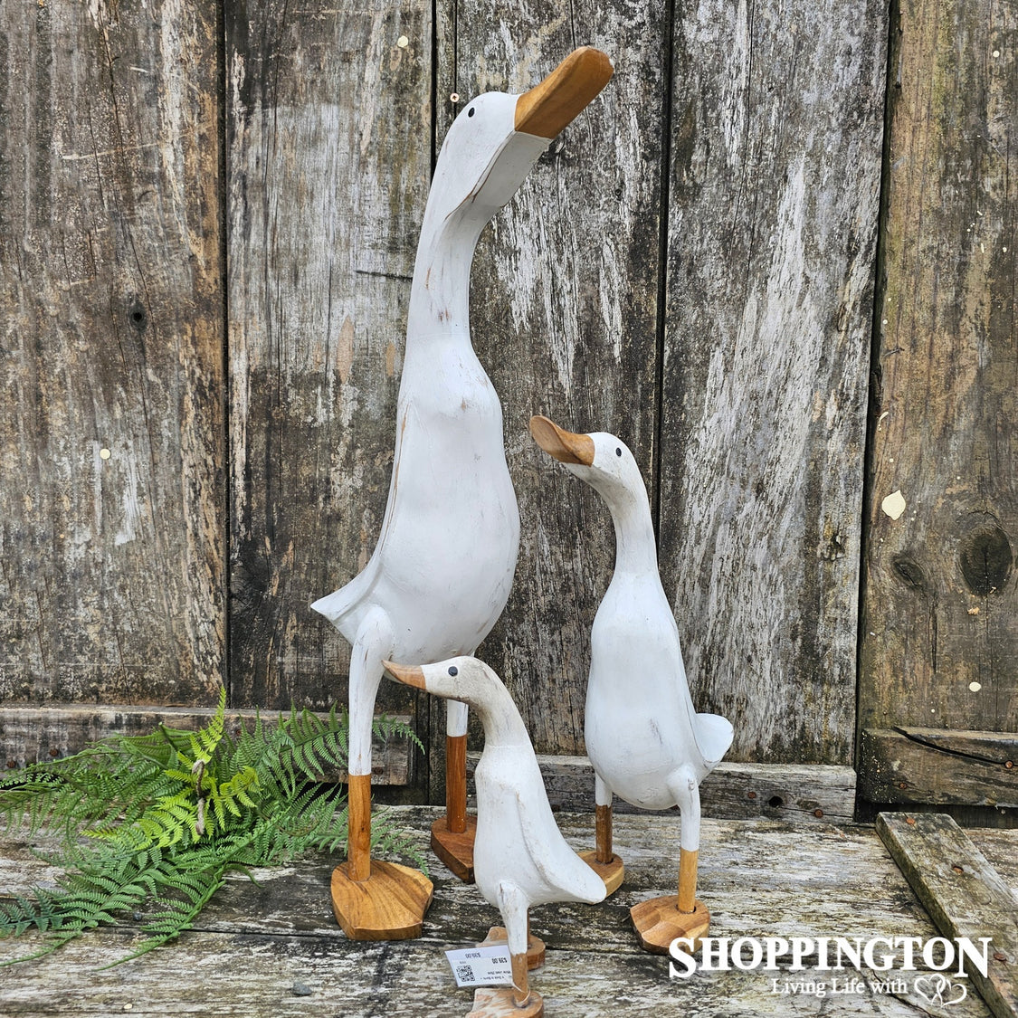 Wooden Duck - White Wash 60cm